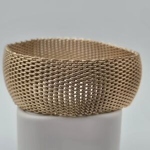 Vintage '60 Gold Bangle Bracelet Art Deco Mid-Century Statement Jewelry